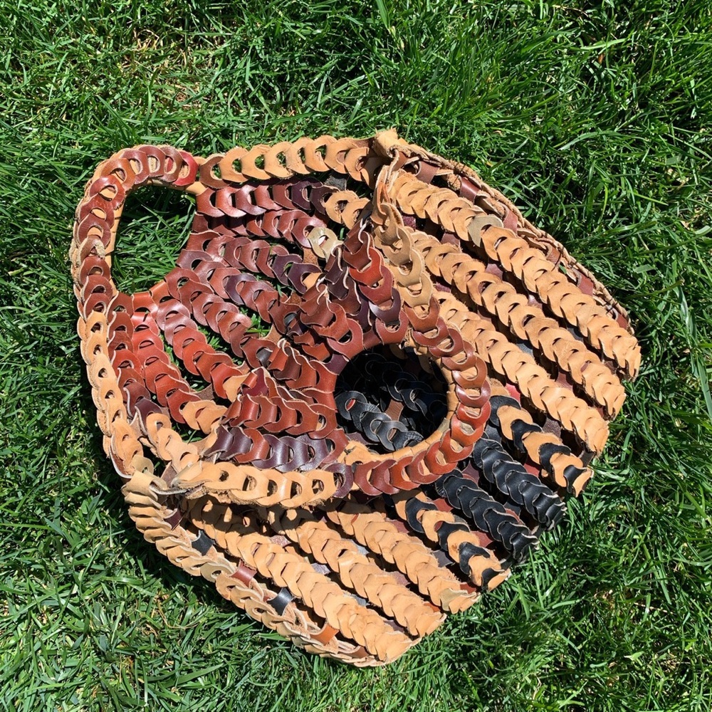 Vintage 1970s Leather Boho Bucket Bag
